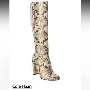 Cole Haan Glenda Leather Boots Snake Print